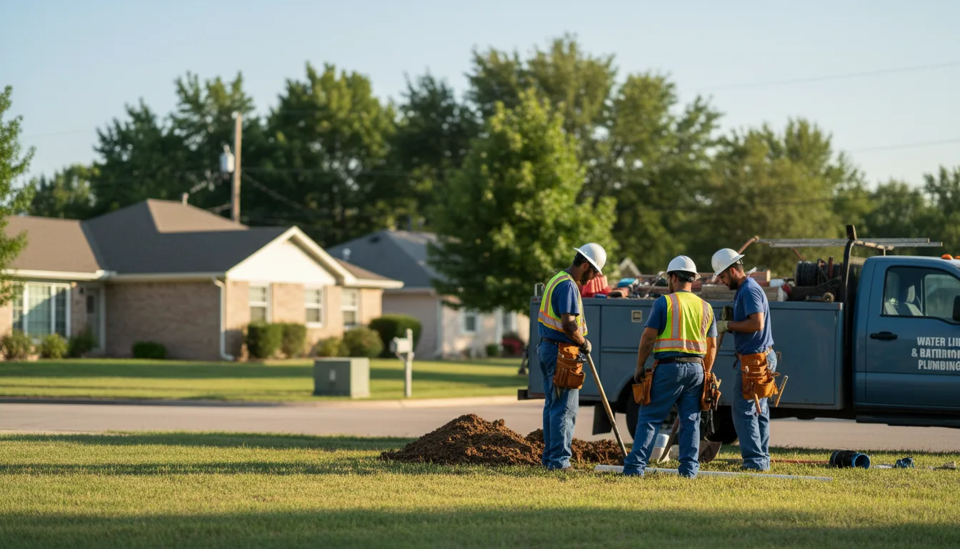 Residential water line and bathroom plumbing service in Milburn, OK